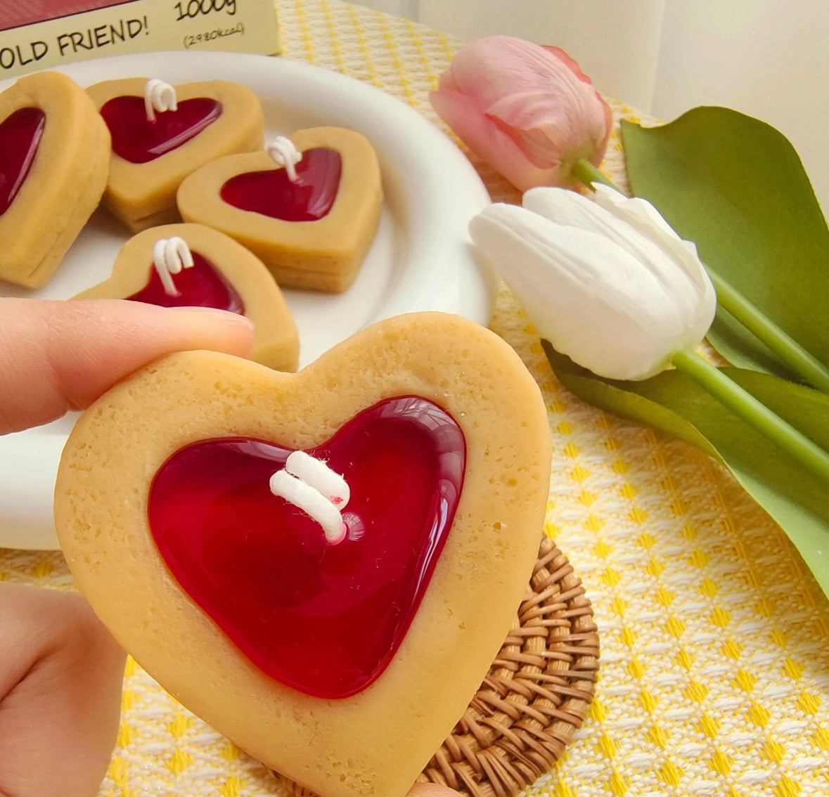 Handmade Red Jelly Cookie Candle