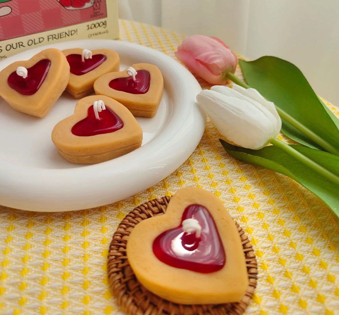 Handmade Red Jelly Cookie Candle